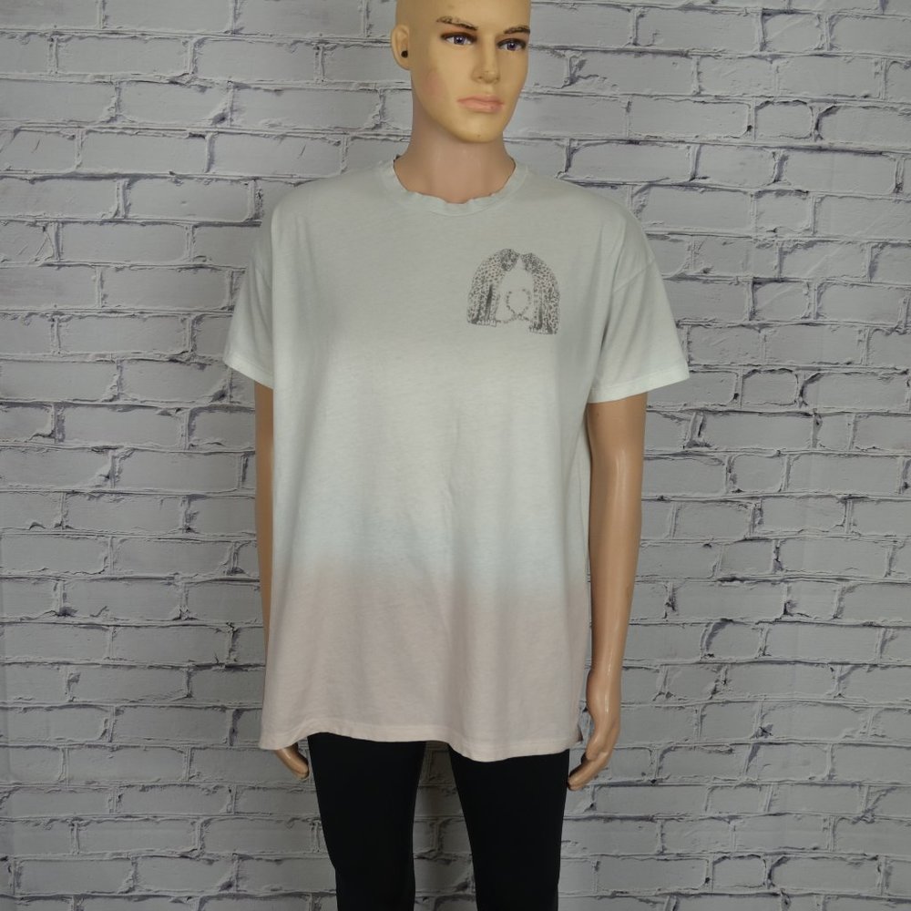 Mens All Saints Long line Animal print graphic tee t-shirt